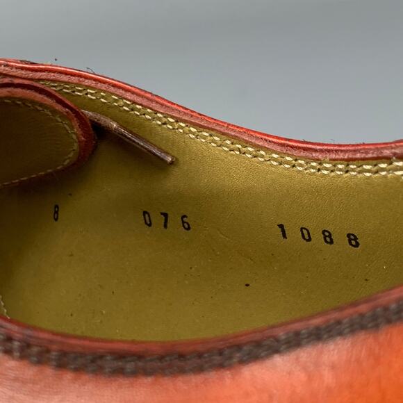 STEFANOBI Size 8 Cognac Contrast Stitch Leather Split Toe Lace Up Shoes main image 6